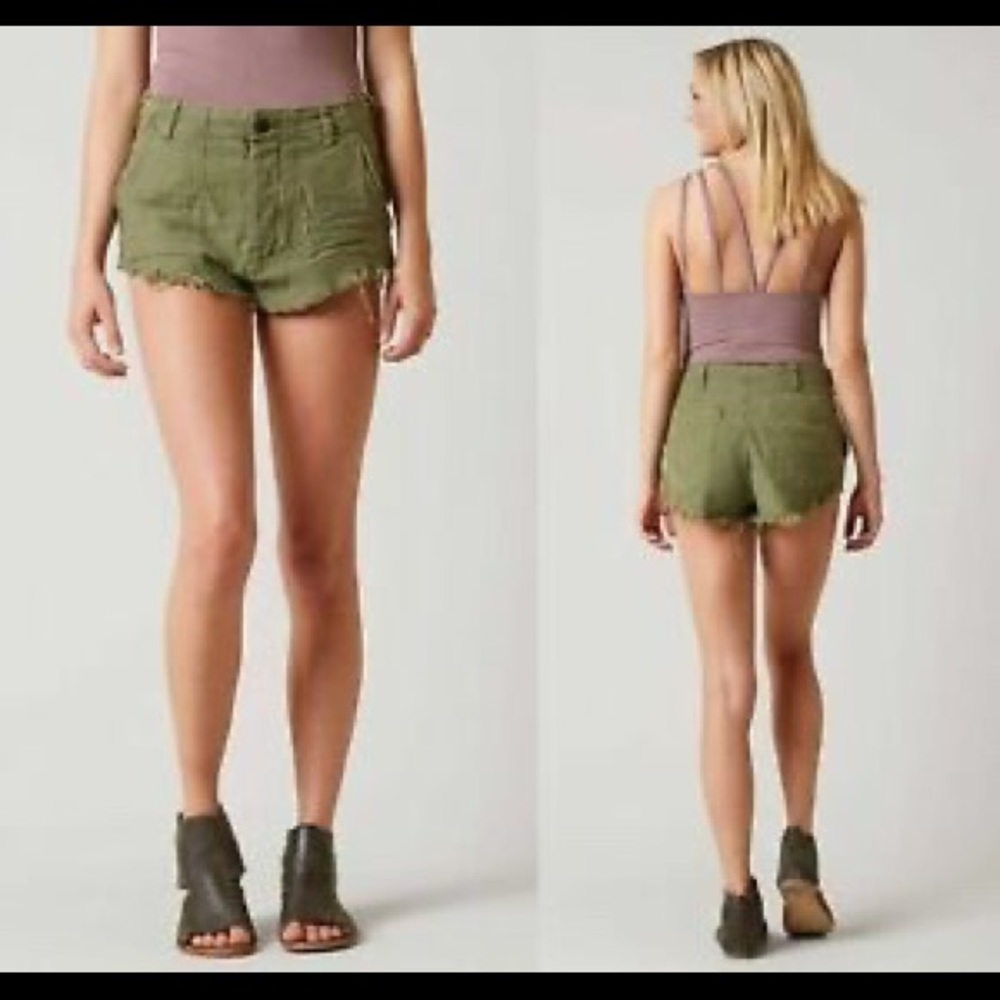 Green Free People Cut off Jean shorts